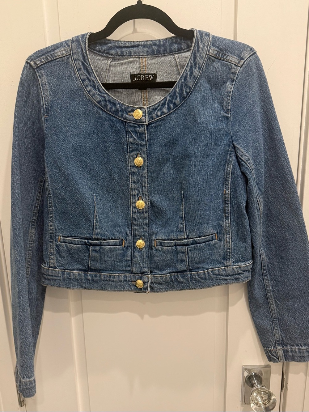 J. Crew Louisa Denim Lady Jacket with Gold Buttons - Picture 2 of 8